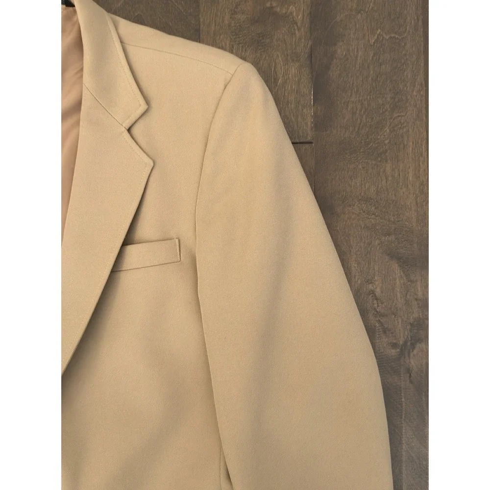 Vintage Haggar Blazer Jacket Mens Size‎ 40L Beige USA Made Gold Buttons 2-Button